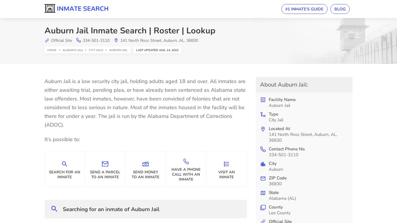 Auburn Jail Inmate Search | Roster | Lookup